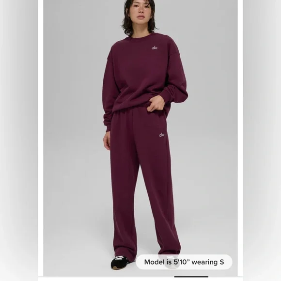 NWT ALO Yoga Accolade Straight Leg Sweatpant,rare burgundy. Oversized unisex fit - Picture 3 of 10